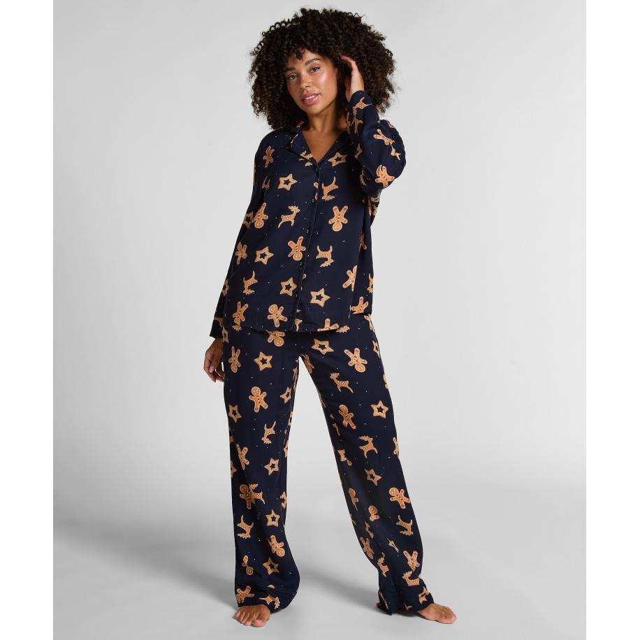 Hunkemöller Pyjamaset Gingerbread Blauw Blauw