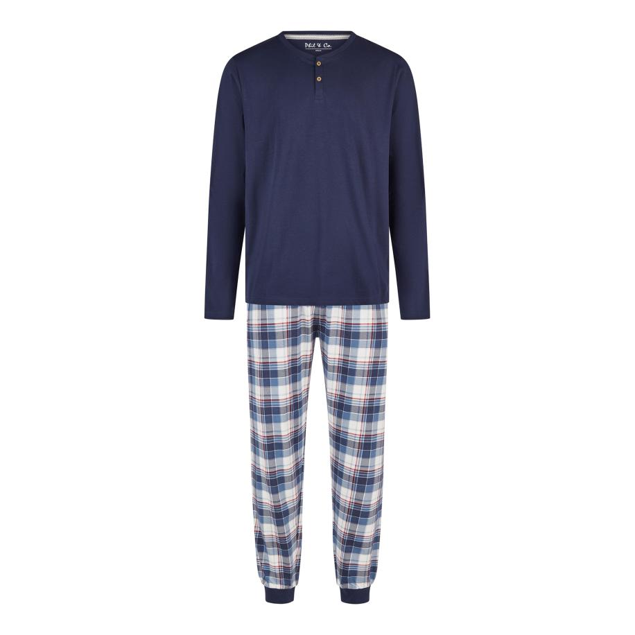 Phil & Co. Berlin Phil & Co. Berlin Pyjama lang Cozy Classic donkerblauw / wit -