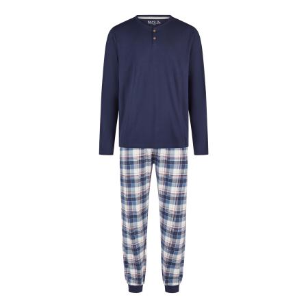 Phil & Co. Berlin Phil & Co. Berlin Pyjama lang Cozy Classic donkerblauw / wit