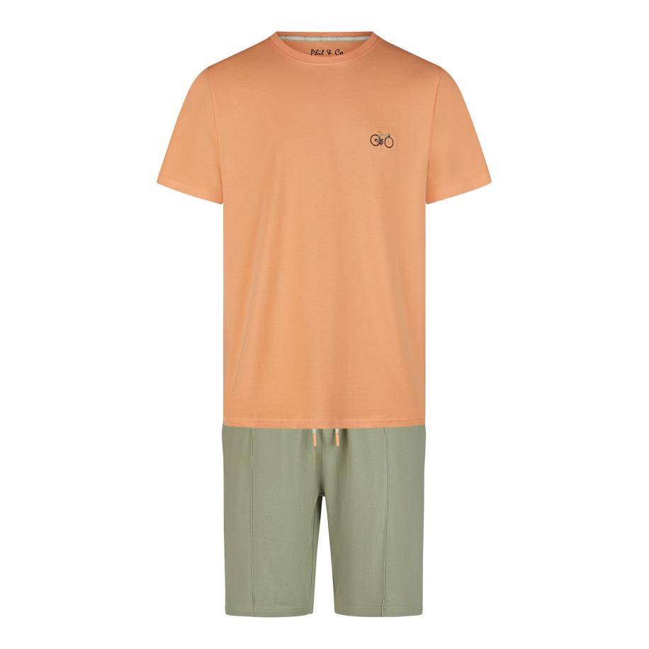 Phil & Co. Berlin Phil & Co. Berlin Pyjama kort Lounge & Night kaki / oranje -