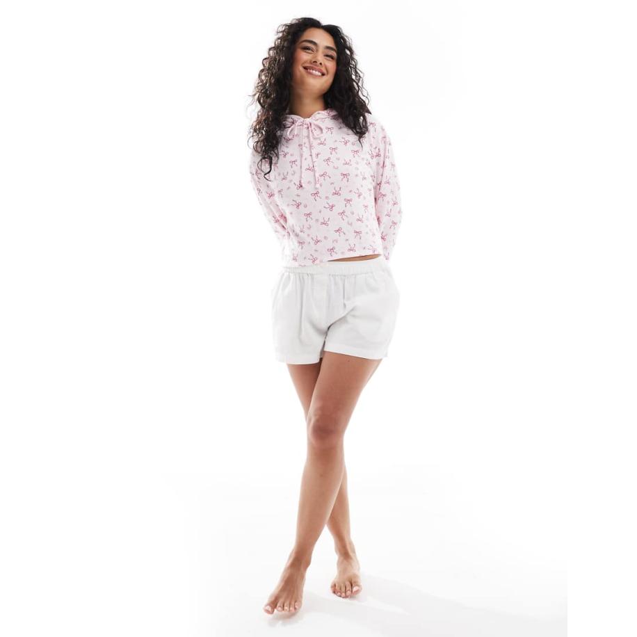 Cotton On Superzachte pyjamahoodie met lange mouwen in roze strikjes Roze