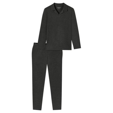 Schiesser SCHIESSER Pyjama lang Selected Premium Warming donkergrijs