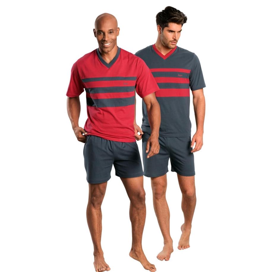 LE JOGGER LE JOGGER Pyjama kort donkergrijs / rood -