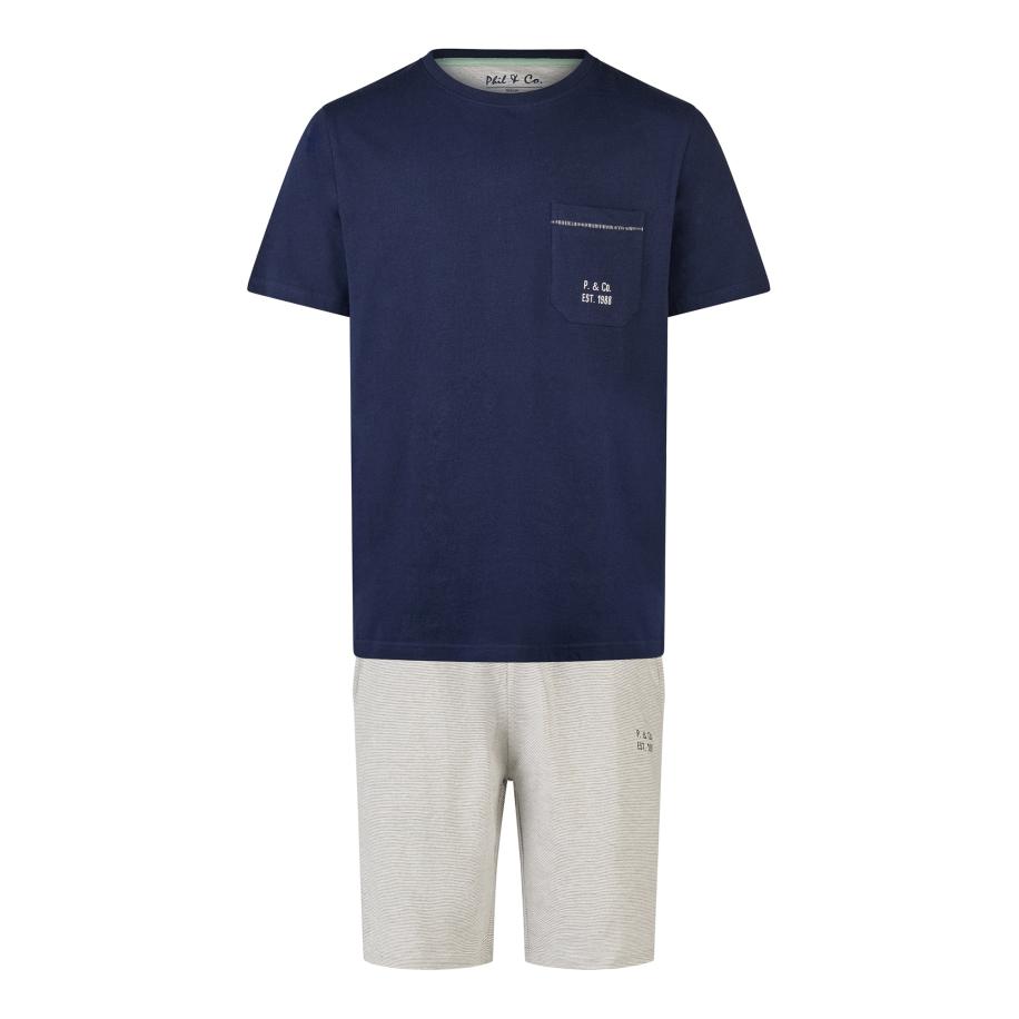 Phil & Co. Berlin Phil & Co. Berlin Pyjama kort Lounge Dreams donkerblauw / offwhite -
