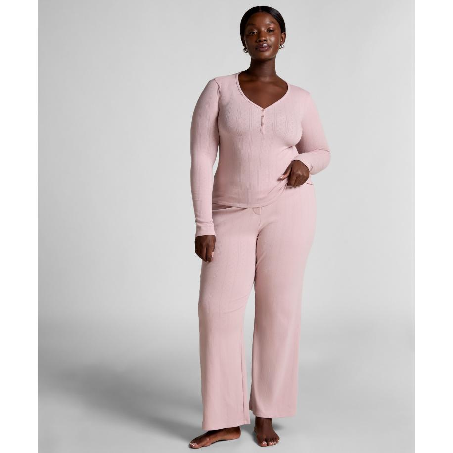 Hunkemöller Pyjama top Henley Roze Roze