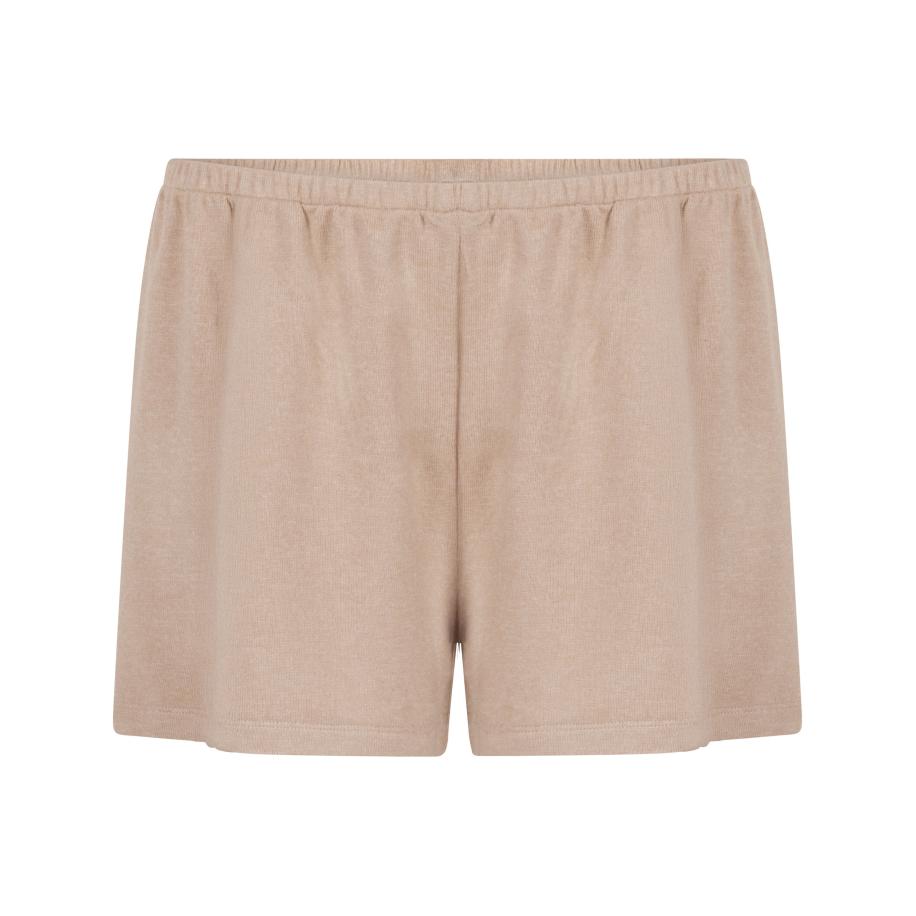 Hunkemöller Pyjamashort van geborstelde jersey Beige Bruin