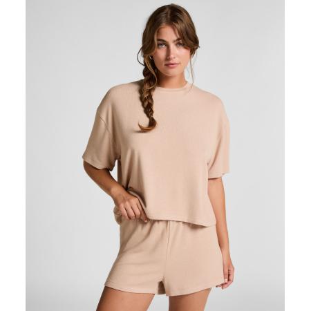Hunkemöller Pyjamashort van geborstelde jersey Beige