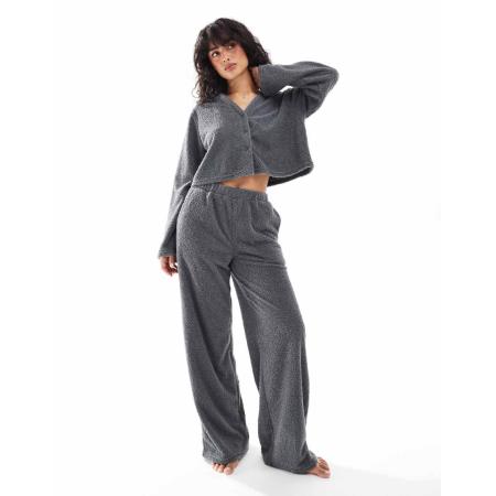 Loungeable Zachte pluizige rechte broek in grijs-Bruin