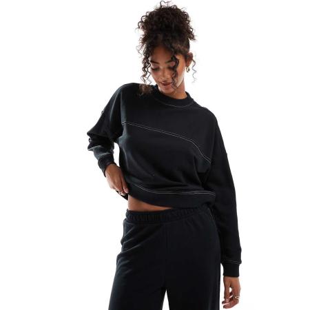 Vero Moda Oversized recht overhemd met contrasterende stiksels in zwart, deel van co-ord set