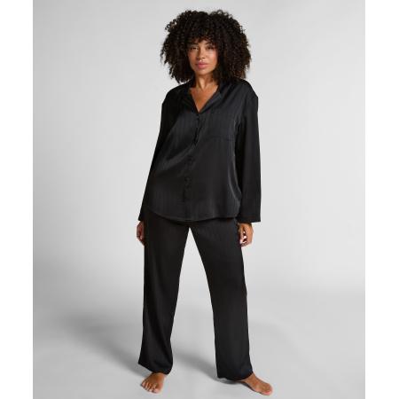 Hunkemöller Satijnen broek met krijtstreep Zwart