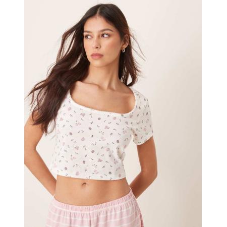 ASOS DESIGN Mix & Match Pyjama T-shirt met fijne fruitprint-Veelkleurig