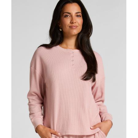 Hunkemöller Top van wafelstof Henley Roze