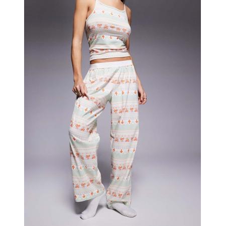 ASOS DESIGN Mix en match Pyjamabroek met Fair Isle-print-Veelkleurig