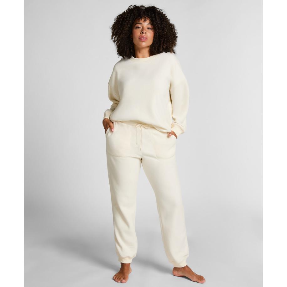 Hunkemöller Sportieve fleece joggingbroek Wit Wit