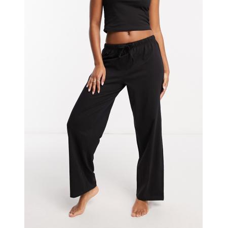 ASOS DESIGN Mix en match Katoenen pyjamabroek in zwart