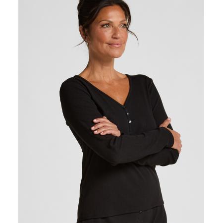 Hunkemöller Pyjama top Henley Zwart