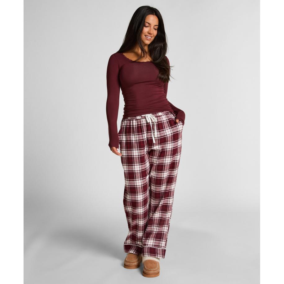 Hunkemöller Petite pyjamabroek Flanel Paars Paars