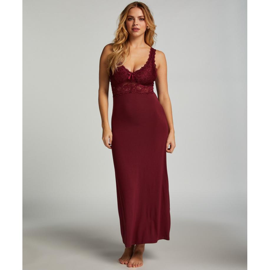 Hunkemöller Slipdress Nora Lace Long Paars Paars