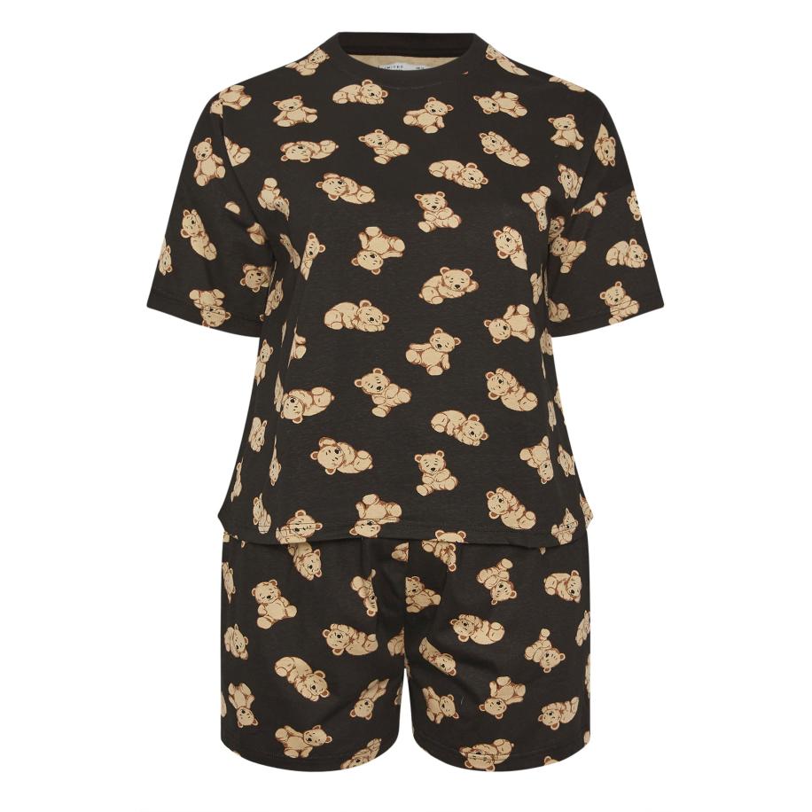 Limited Collection Curve Zwarte Teddy Print Korte Pyjamaset Size 50-52 Zwart
