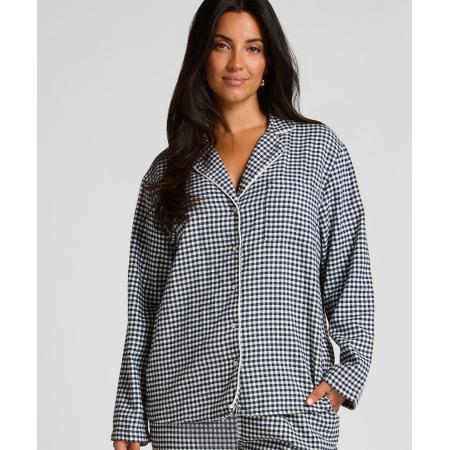 Hunkemöller Pyjamatop Flanel Essentials Blauw