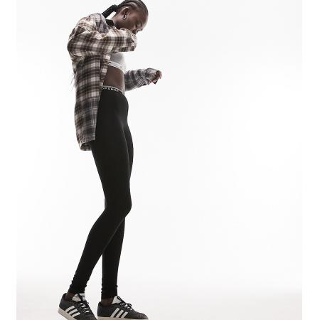 Topshop Tall Legging met elastische band met merknaam in zwart