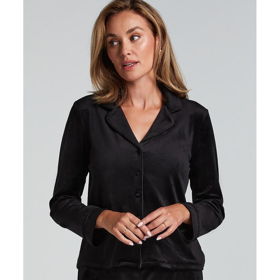 Hunkemöller Lange mouwen jacket velours Zwart Zwart