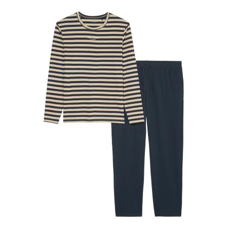 Marc O'Polo Marc OPolo Pyjama lang Mix & Match beige / donkerblauw