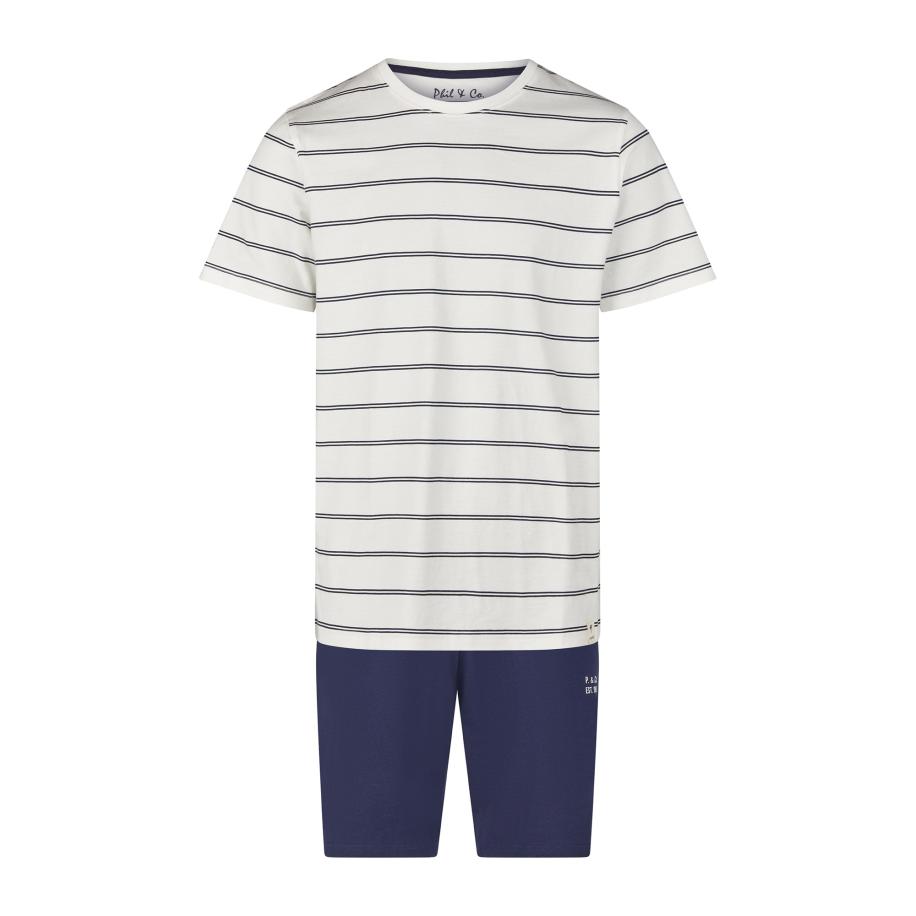 Phil & Co. Berlin Phil & Co. Berlin Pyjama kort Lounge Dreams donkerblauw / wit -