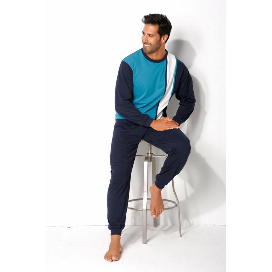 H.I.S H.I.S Pyjama lang navy / turquoise / wit -