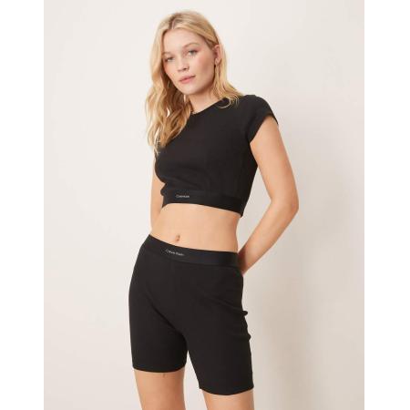 Calvin Klein Geribde leggingshort in zwart