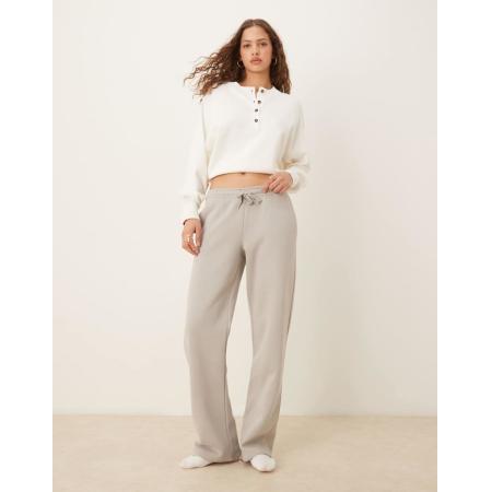 Gina Tricot Joggingbroek met rechte pijpen in lichtgrijs