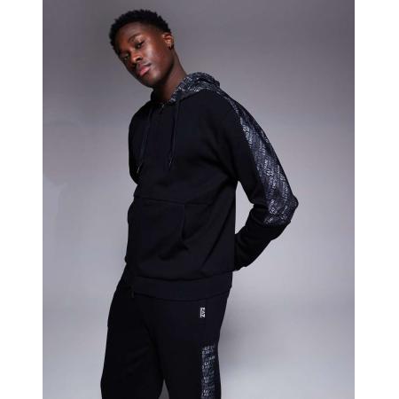 Armani - EA7 - Hoodie met rits en logobanddetail in zwart, deel van co-ord set