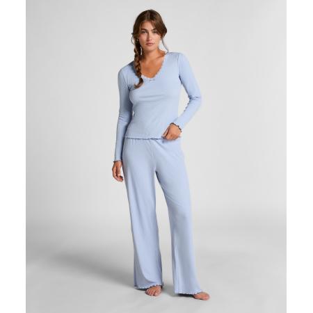 Hunkemöller Geribde Pyjama Broek Blauw