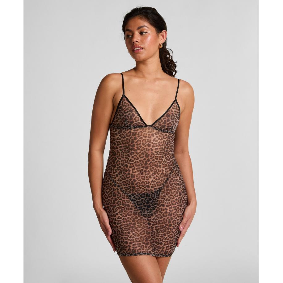 Hunkemöller Slipdress Leopard Zwart Zwart