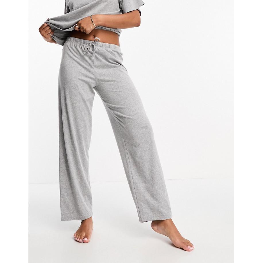 ASOS DESIGN Mix en match Katoenen pyjamabroek in gemêleerd grijs Grijs