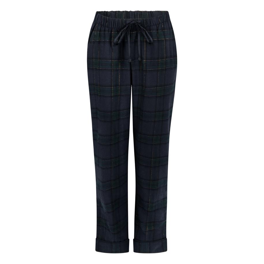 Hunkemöller Petite pyjamabroek Flanel Blauw Blauw