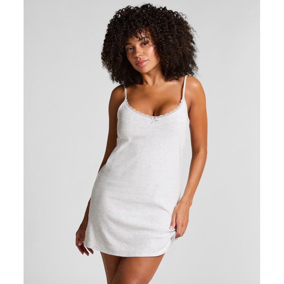 Hunkemöller Pointelle slipdress Grijs Grijs