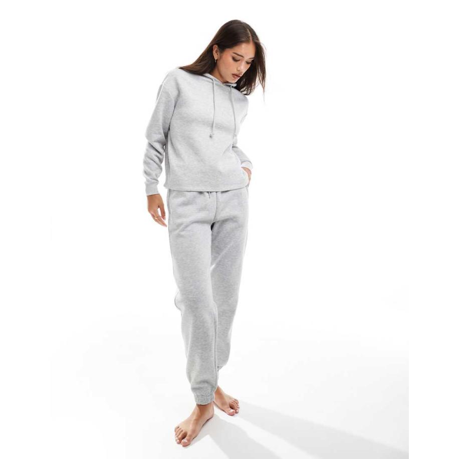 Pieces Joggingbroek van sweatstof met gestrikte taille in gemêleerd lichtgrijs, deel van co-ord set Grijs