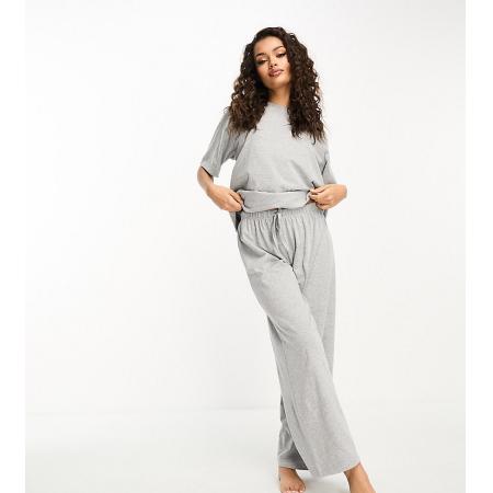 ASOS DESIGN Petite Mix en match Katoenen pyjamabroek in gemêleerd grijs