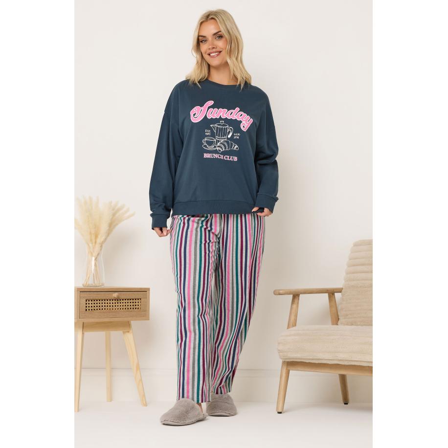 Yours Teal Green Sunday Brunch Club Loungeset Size 66-68 Groen