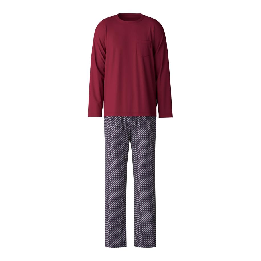 Calida CALIDA Pyjama lang marine / bordeaux / wit -