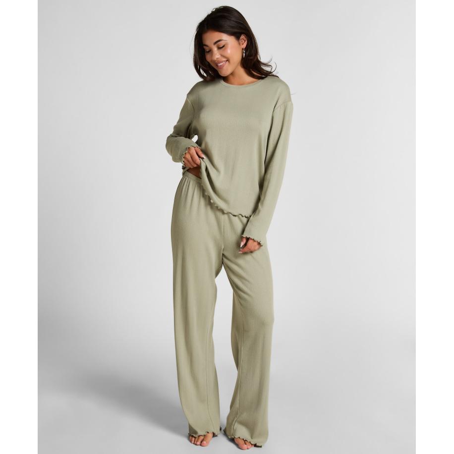 Hunkemöller Pyjamabroek Loose Pointelle Groen Groen