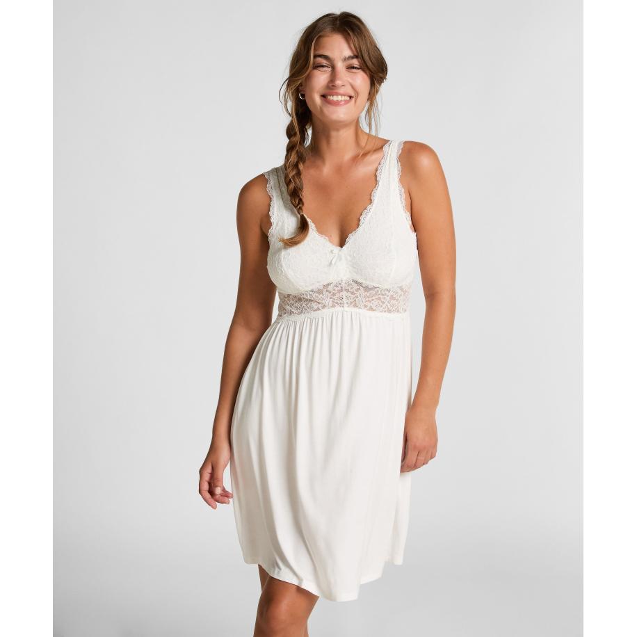Hunkemöller Slipdress Nora Lace Wit Wit