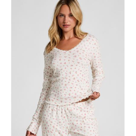 Hunkemöller Geribde pyjamatop Wit