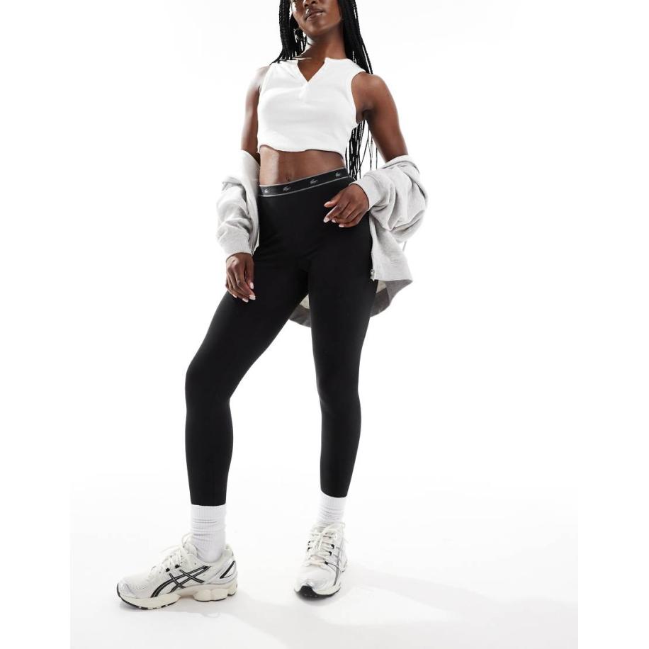 lacoste Legging met logo in zwart Zwart