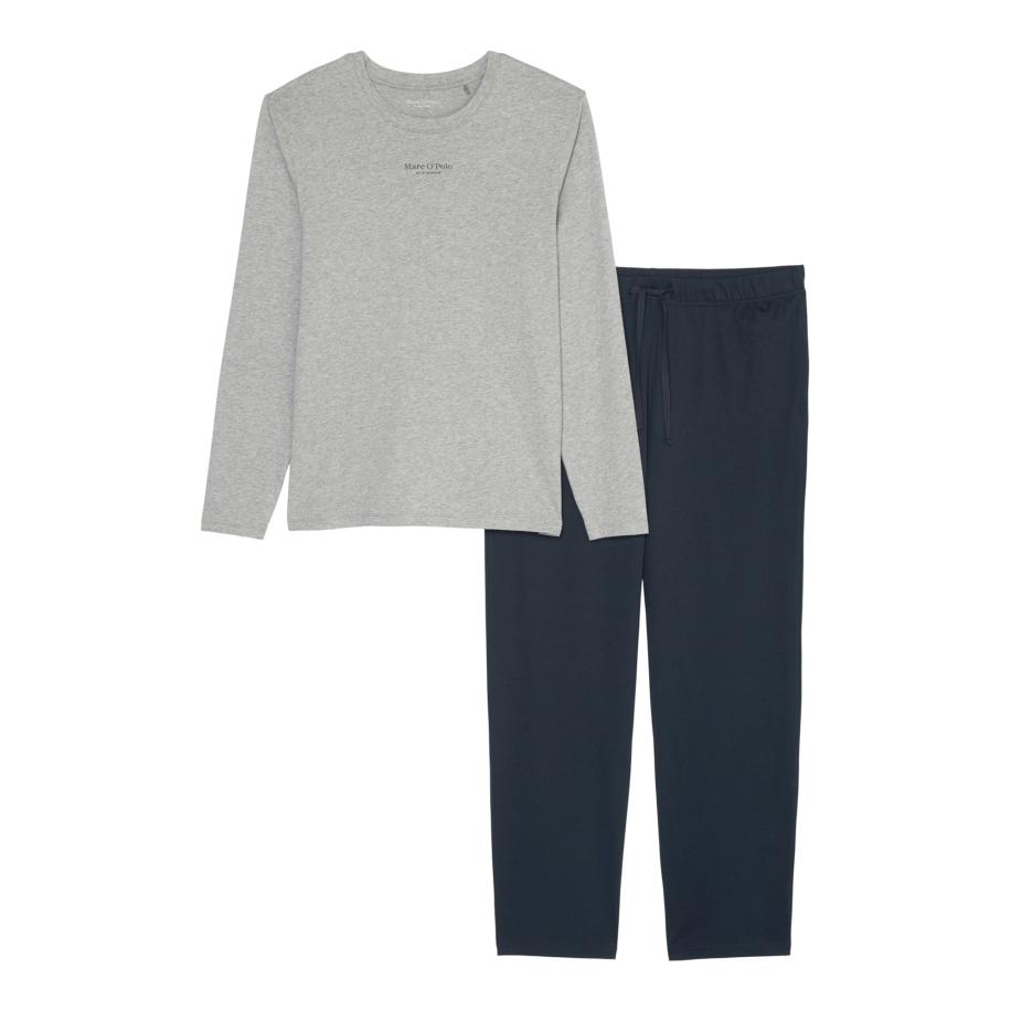 Marc O'Polo Marc OPolo Pyjama lang Mix & Match donkerblauw / grijs -