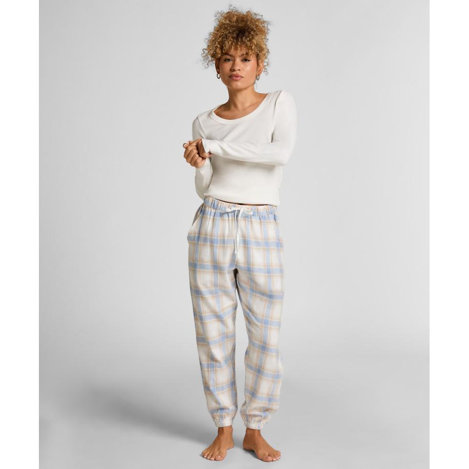 Hunkemöller Pyjamabroek Flannel Blauw Blauw