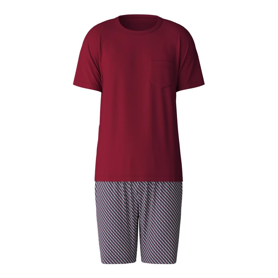 Calida CALIDA Pyjama kort donkerblauw / karmijnrood / wit -