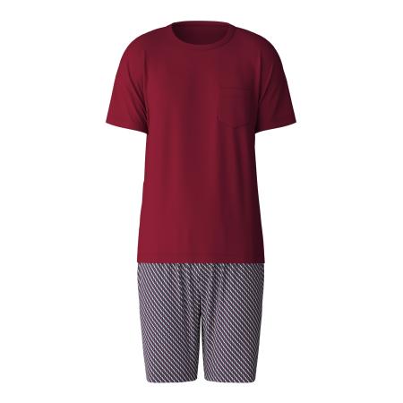 Calida CALIDA Pyjama kort donkerblauw / karmijnrood / wit