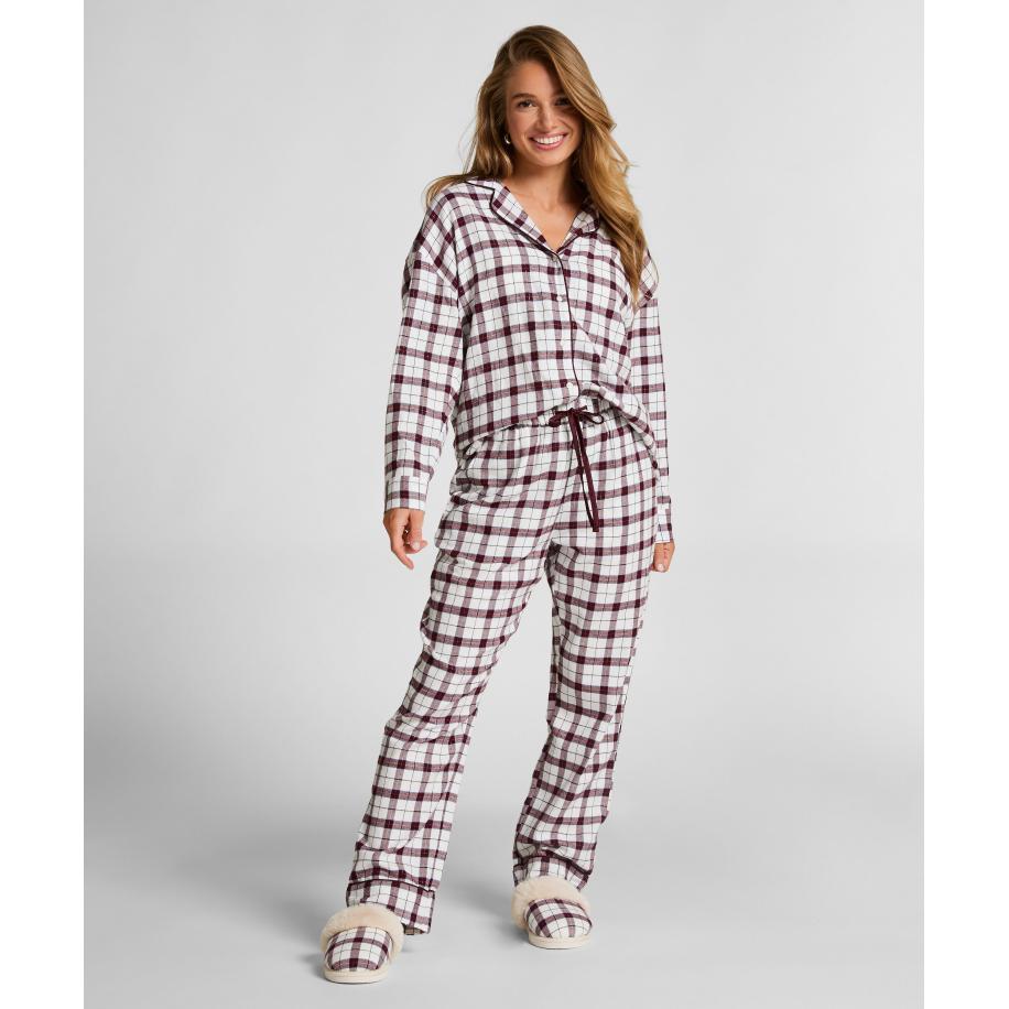 Hunkemöller Petite pyjamabroek Flanel Wit Wit